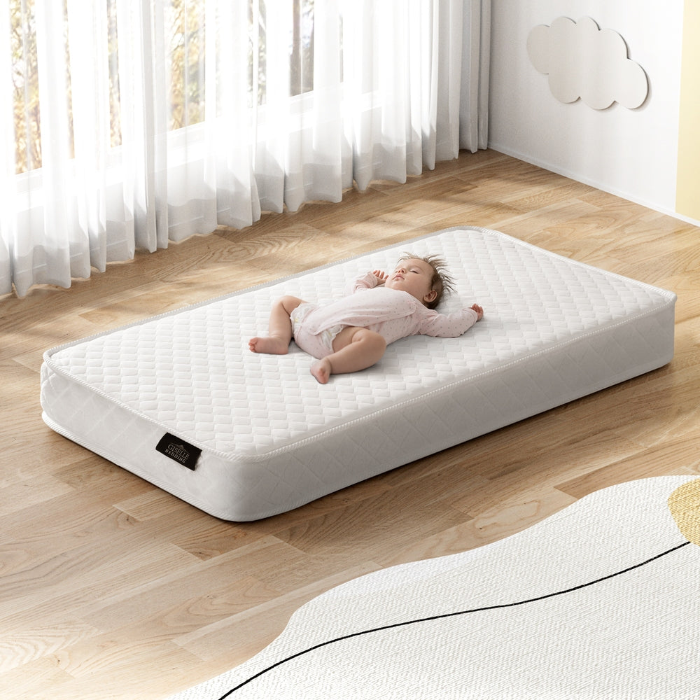 Cot Mattress 13x69x13 cm | Hypoallergenic | Free Shipping baby cot mattress Australia, breathable baby mattress, Giselle Bedding cot mattress, hypoallergenic infant mattress, 13cm baby mattress, cot mattress double-sided, medium-firm baby mattress, spring cot mattress, toddler bed mattress, newborn sleep mattress