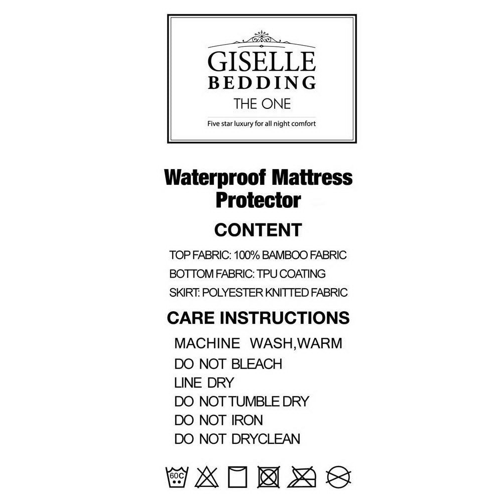 Giselle Bedding Bamboo Mattress Protector | Waterproof | Double