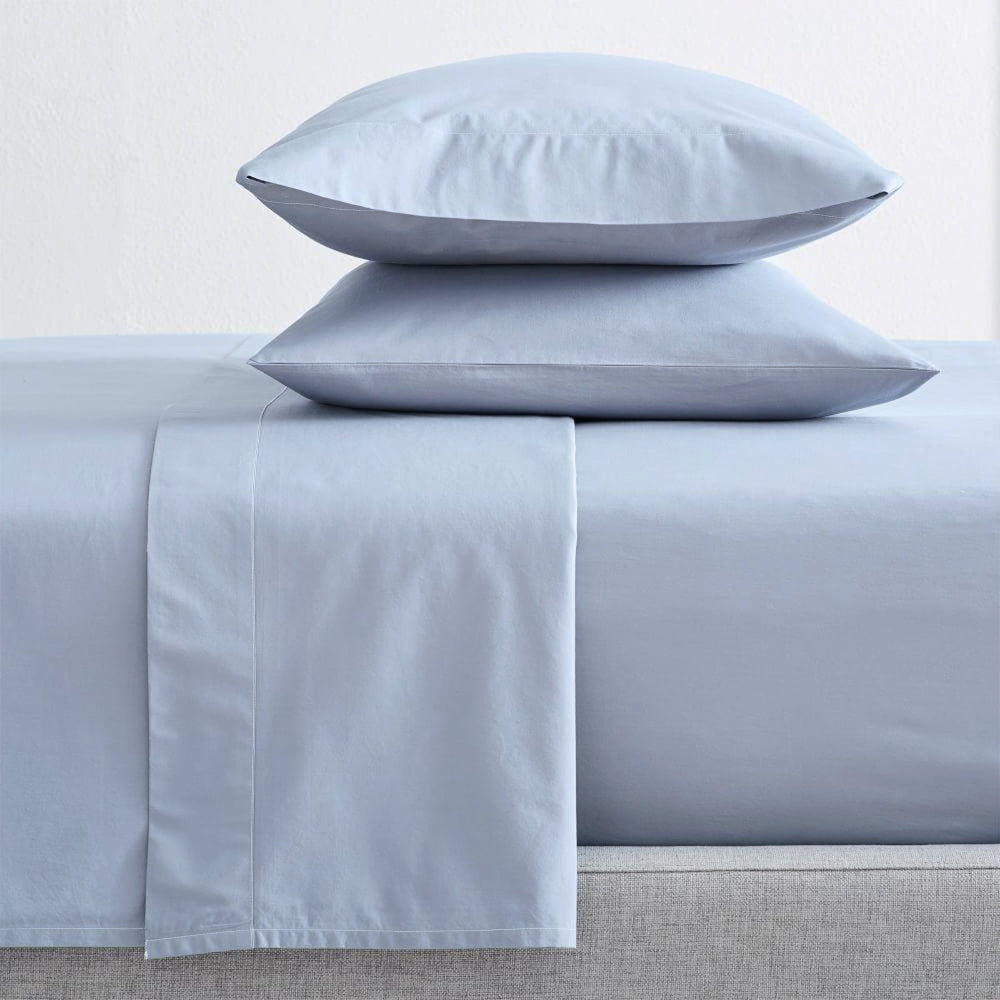100 % Organic Cotton Sheet Set I King Single I Baby Blue - Dust Mite Allergy Solutions Australia