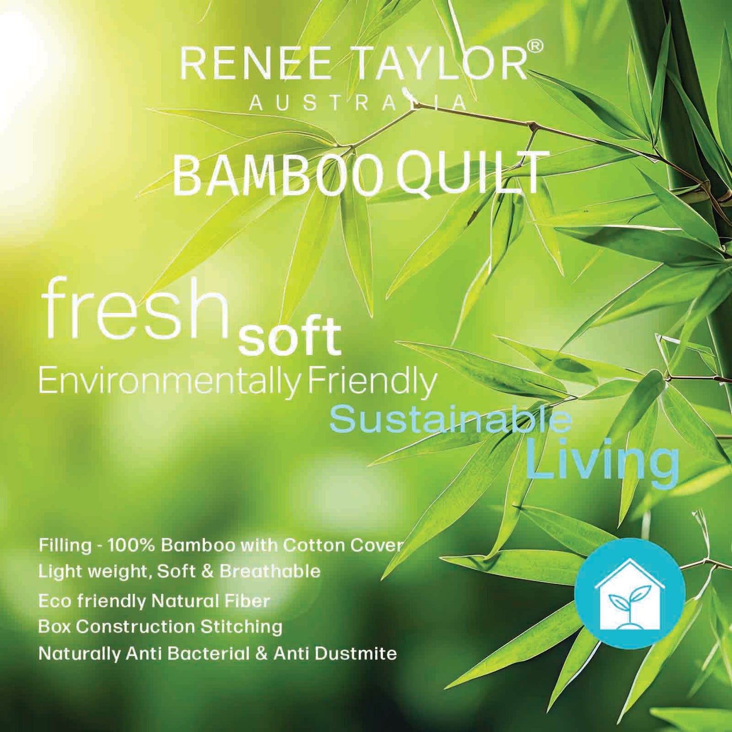 Renee Taylor 400GSM All Seasons Natural Bamboo Quilt | King