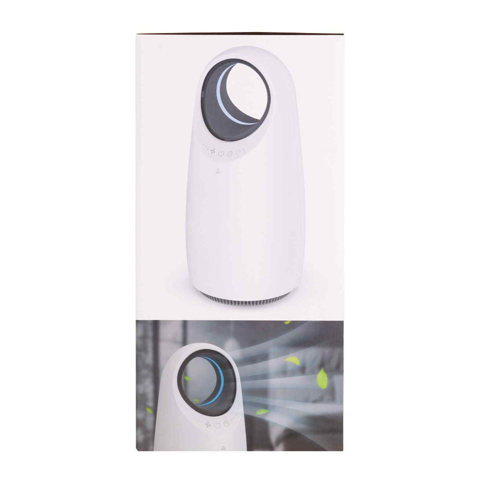 Product packaging with a white device on a white background