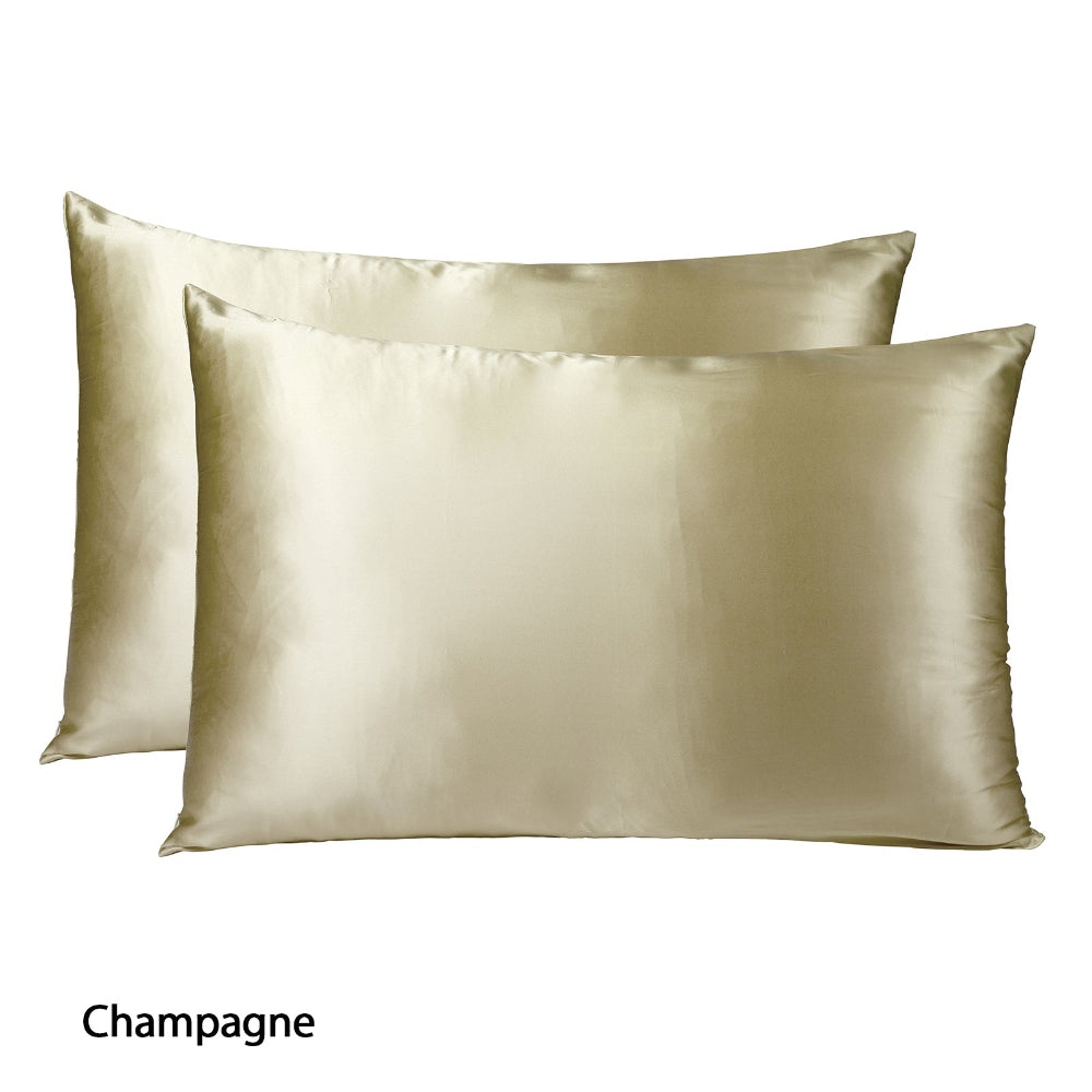 Mulberry Soft Silk Hypoallergenic Pillowcase Twin Pack 51 x 76cm - Champagne I Dust Mite Allergy Solutions Australia
