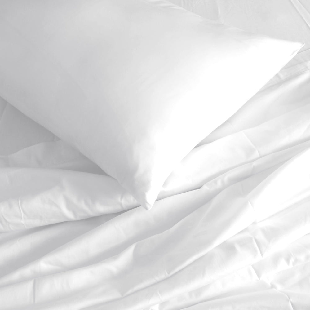 Pillowcases from bamboo cotton sheet set white close detail Dust Mite Allergy Solutions Australia