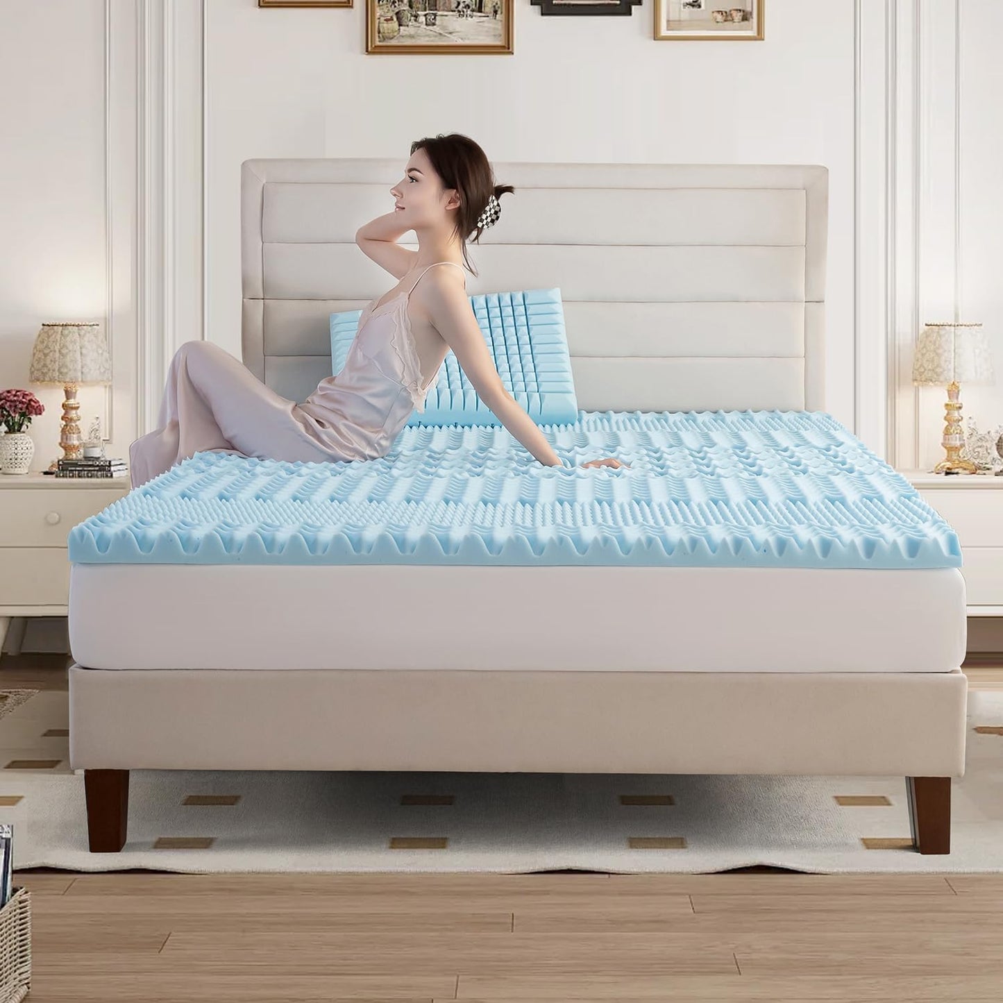 Memory Foam Mattress Topper | 7-Zone | Bamboo Cover | 8cm | Double