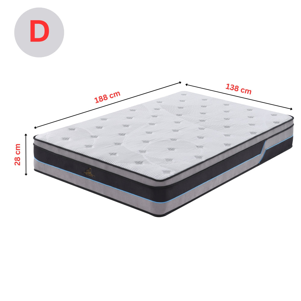 Plush Top Luxury Mattress I Pocket Spring I DOUBLE I 28cm - Dust Mite Allergy Solutions - Hypoallergenic mattress, Anti-allergy mattress, OEKO-TEX certified mattress, Certipur-US foam mattress, Dust mite resistant mattress, Pocket spring mattress, Plush mattress, Allergy-friendly mattress, Breathable mattress, Double size mattress, Eco-friendly mattress, Chemical-free mattress, Comfortable mattress, Durable mattress, Luxury
