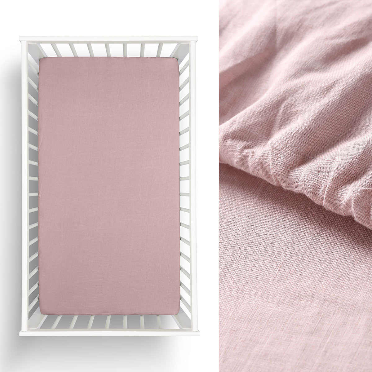 100% hemp cot fitted sheet in pale mauve by Little Gem | Dust Mite Allergy Solutions Australia
