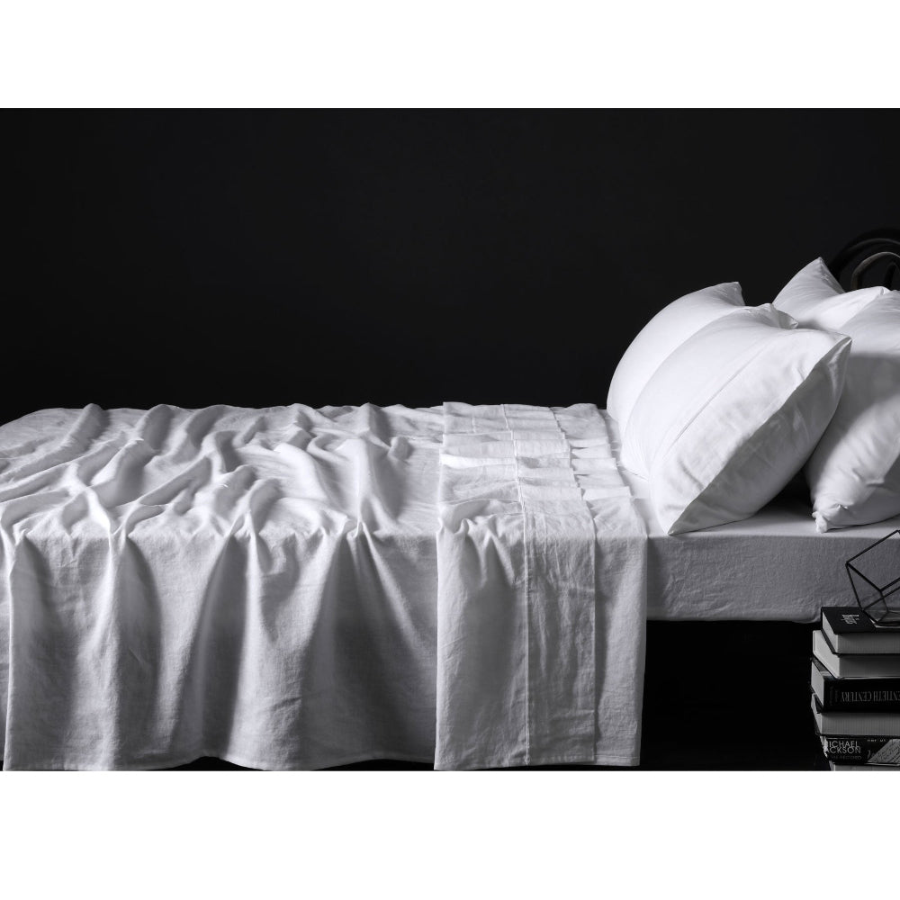 100% Linen Sheet Set I KING I White