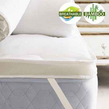 1000GSM Bamboo Mattress Topper | Air Mesh Sidewalls | 5cm | Queen | Airmax
