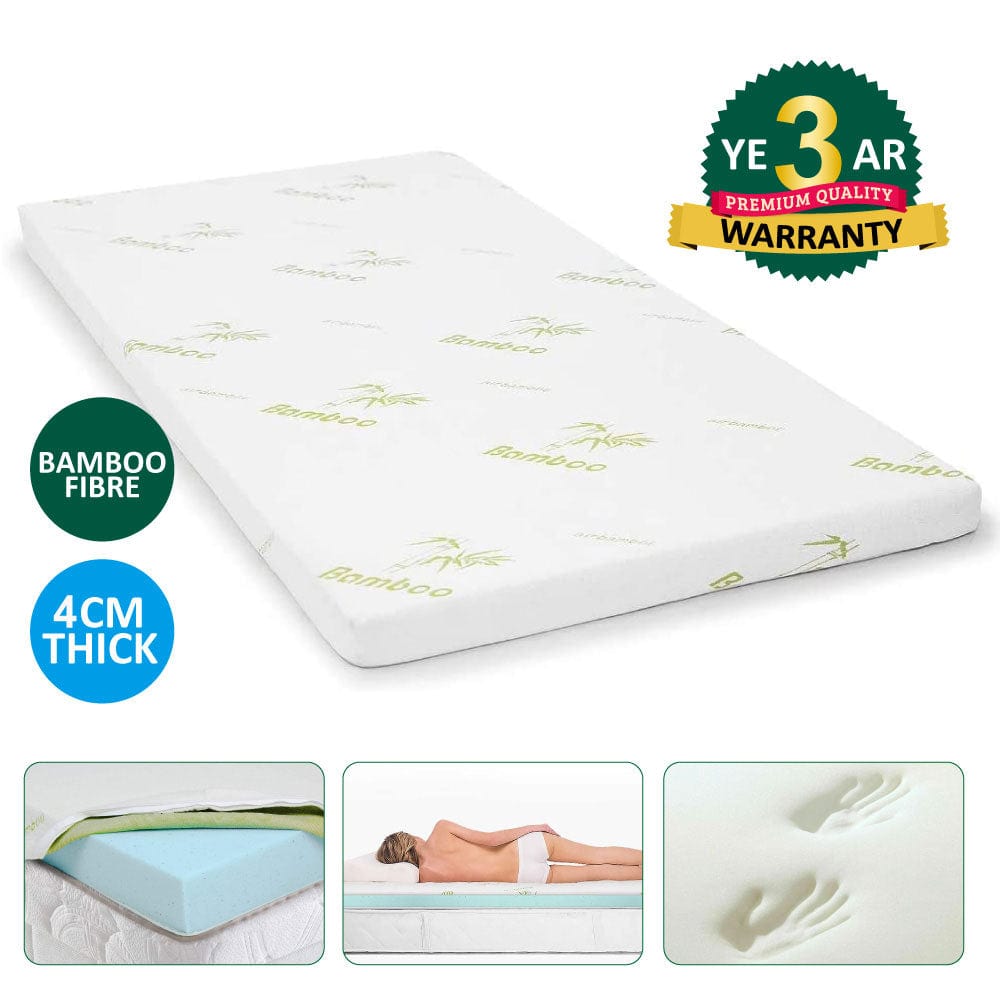 Memory Foam Mattress Topper | Bamboo Cover | 4cm | Double