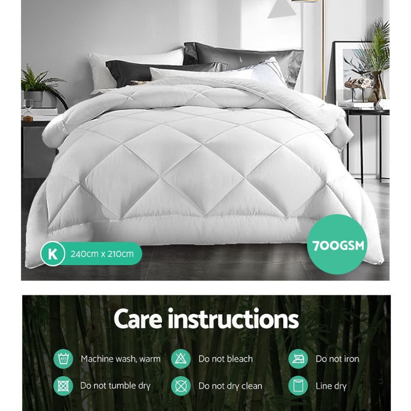 King Size Hypoallergenic Bamboo Microfiber Quilt 700GSM I Dust Mite Allergy Solutions anti-bacterial comforter, anti-bacterial duvet, anti-bacterial blanket, anti-bacterial doona, dust mite resistant comforter, dust mite resistant duvet, dust mite resistant blanket, dust mite resistant doona, mould-resistant comforter, mould-resistant duvet, mould-resistant blanket, mould-resistant doona