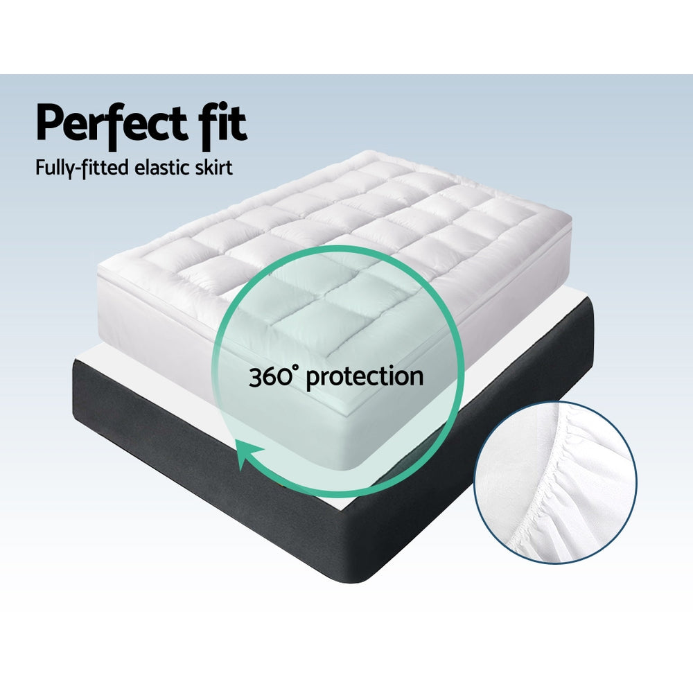 King Single Mattress Topper Bamboo Fibre Pillowtop Protector Giselle