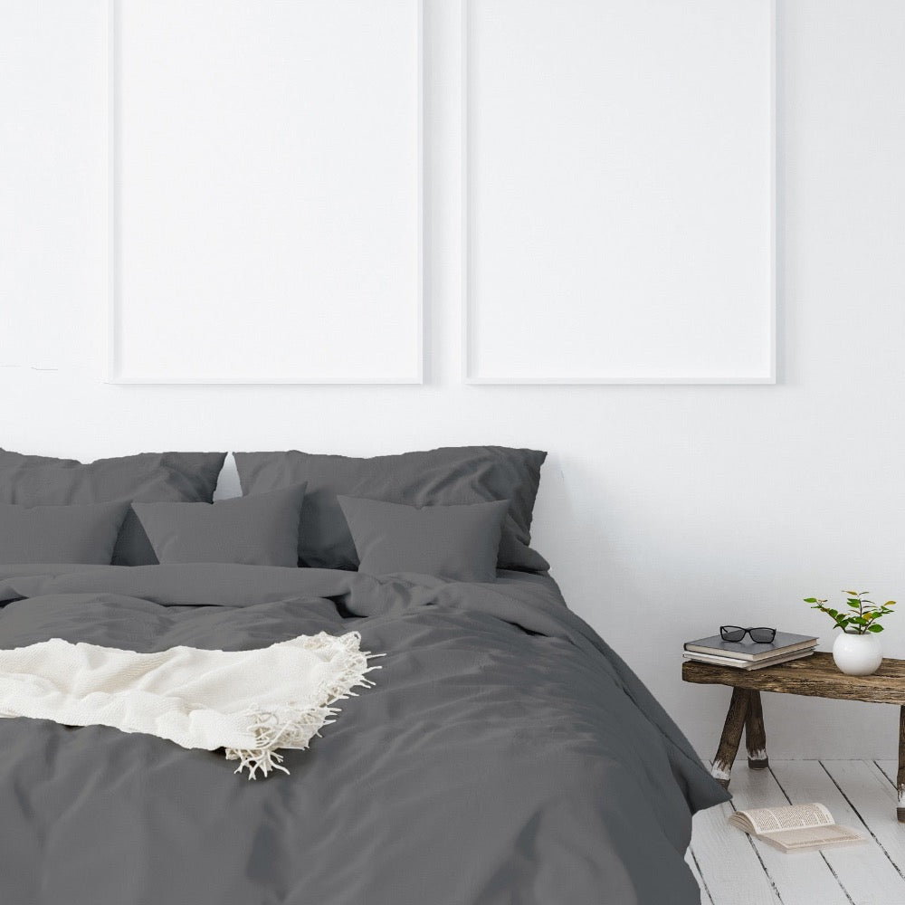 Bamboo Cotton Quilt Cover Set I 1000 TC I King I Pewter