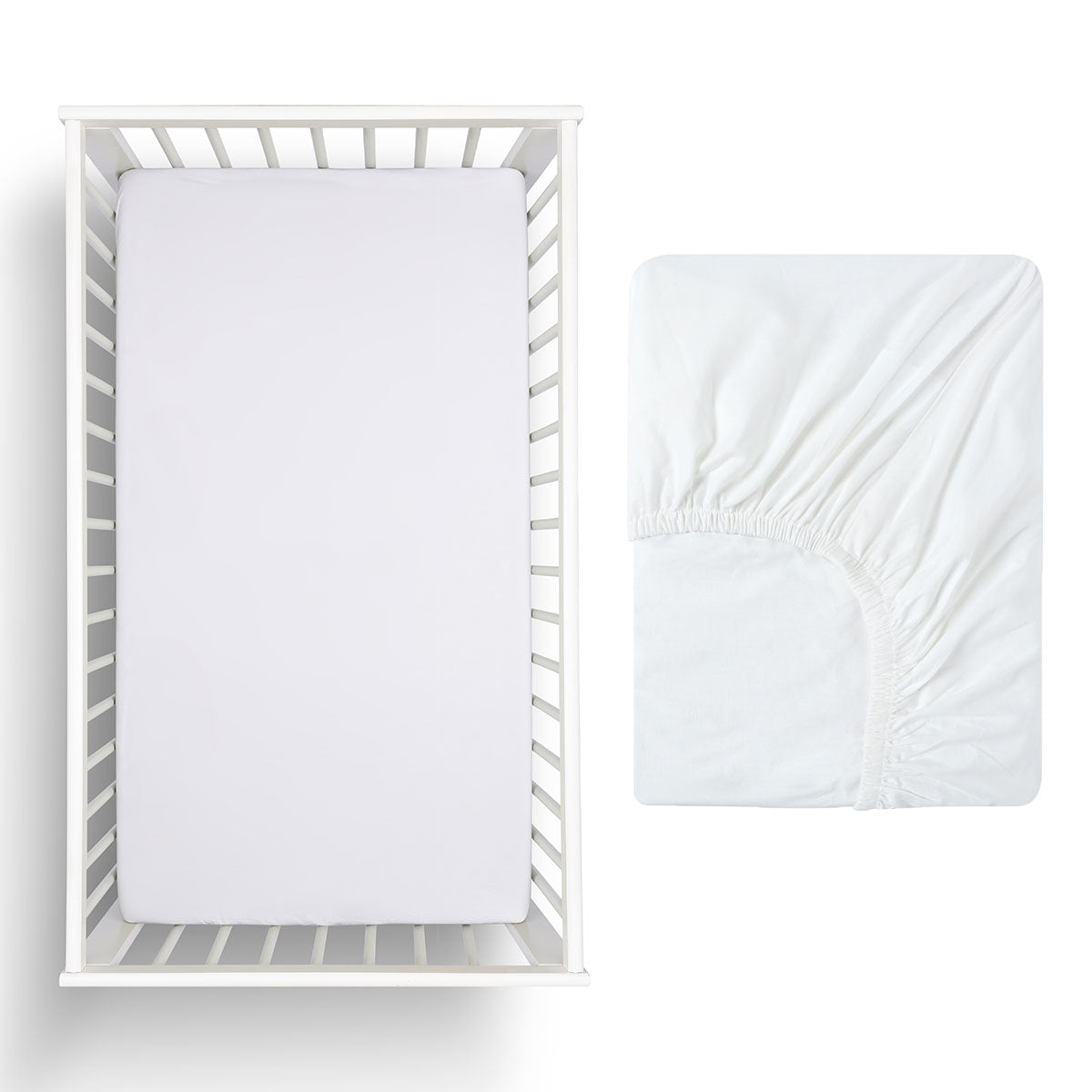 Cot Sheet Cotton Eucalyptus I White