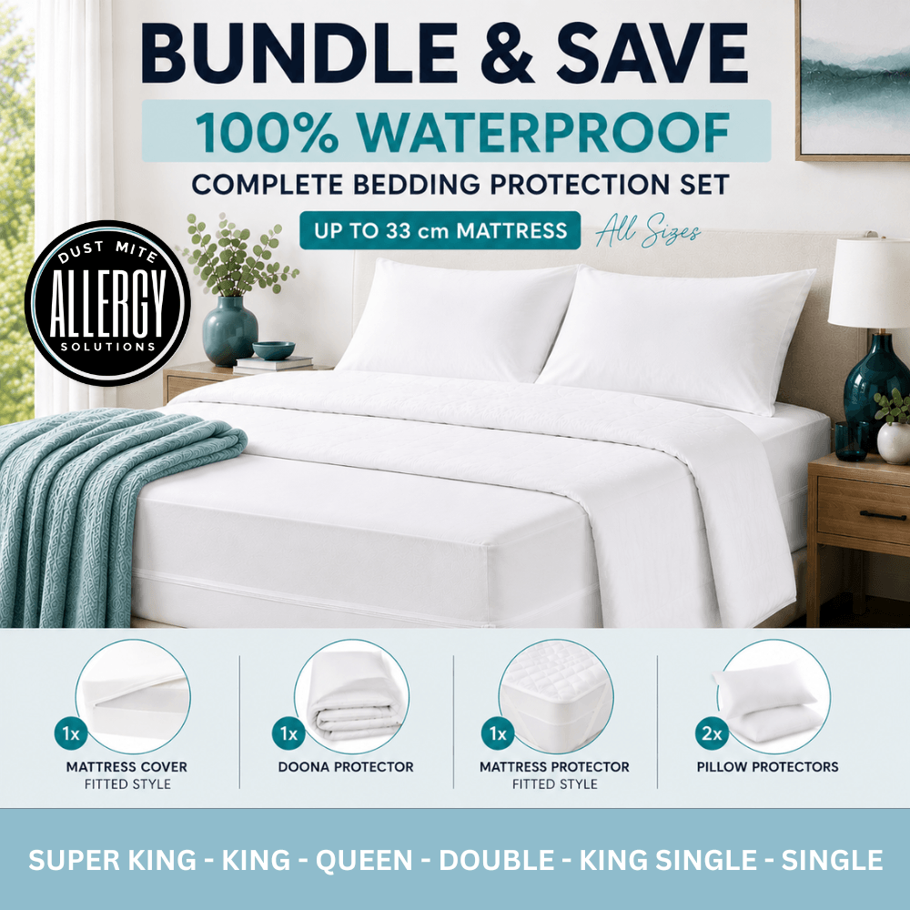 Dust Mite Bedding Protection Bundle | Waterproof | 24-33cm Mattress ...