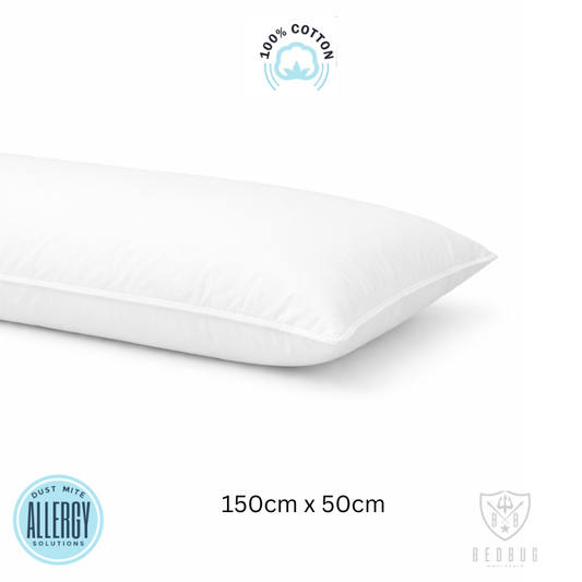 100% Cotton Dust Mite Allergy Body Pillow Protector | Zipper Closure