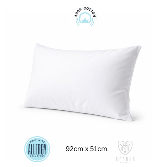 100% Cotton Dust Mite Allergy King Pillow Protector | Zipper Closure