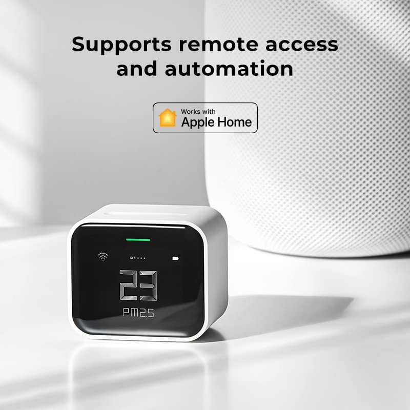 Qingping Lite air quality monitor front view — OLED display showing PM2.5, CO₂, humidity, and temperature readings. Available online in Australia from Dust Mite Allergy Solutions