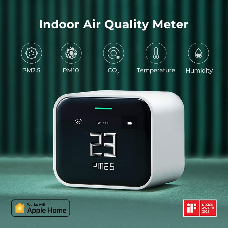 Qingping Lite 5-in-1 monitor with app connectivity — Qingping+ app and Apple HomeKit supported
