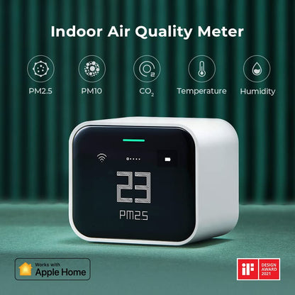 Qingping Lite 5-in-1 monitor with app connectivity — Qingping+ app and Apple HomeKit supported