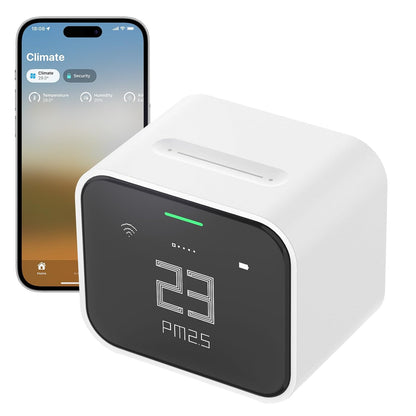 Qingping Lite indoor air quality monitor — compact white desktop design with colour-coded LED air quality indicator. Available online in Australia. 