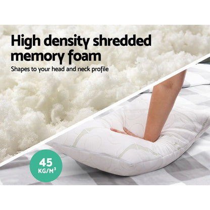 Giselle Bedding Shredded Memory Foam Pillow | Bamboo Cover | Twin Pack