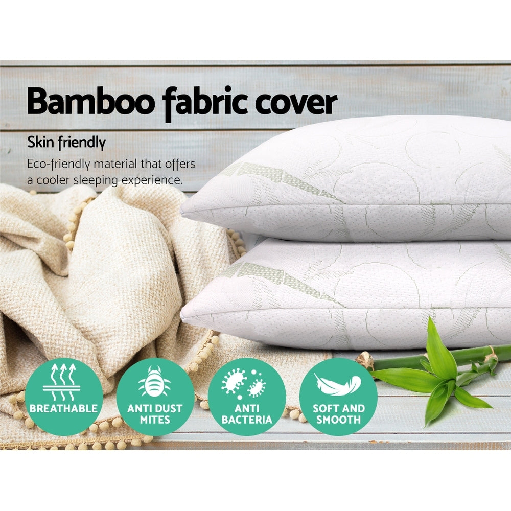 Giselle Bedding Shredded Memory Foam Pillow | Bamboo Cover | Twin Pack