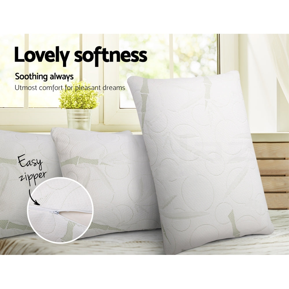 Giselle Bedding Shredded Memory Foam Pillow | Bamboo Cover | Twin Pack