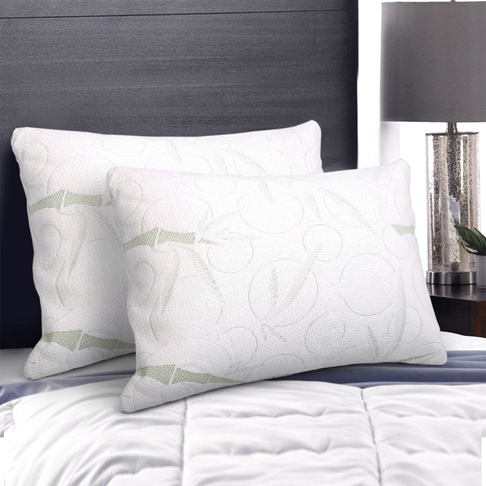 Giselle Bedding Shredded Memory Foam Pillow | Bamboo Cover | Twin Pack