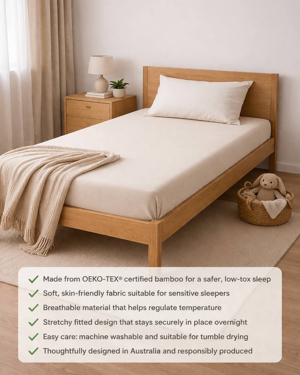 Organic Bamboo Fitted Single Bed Sheet