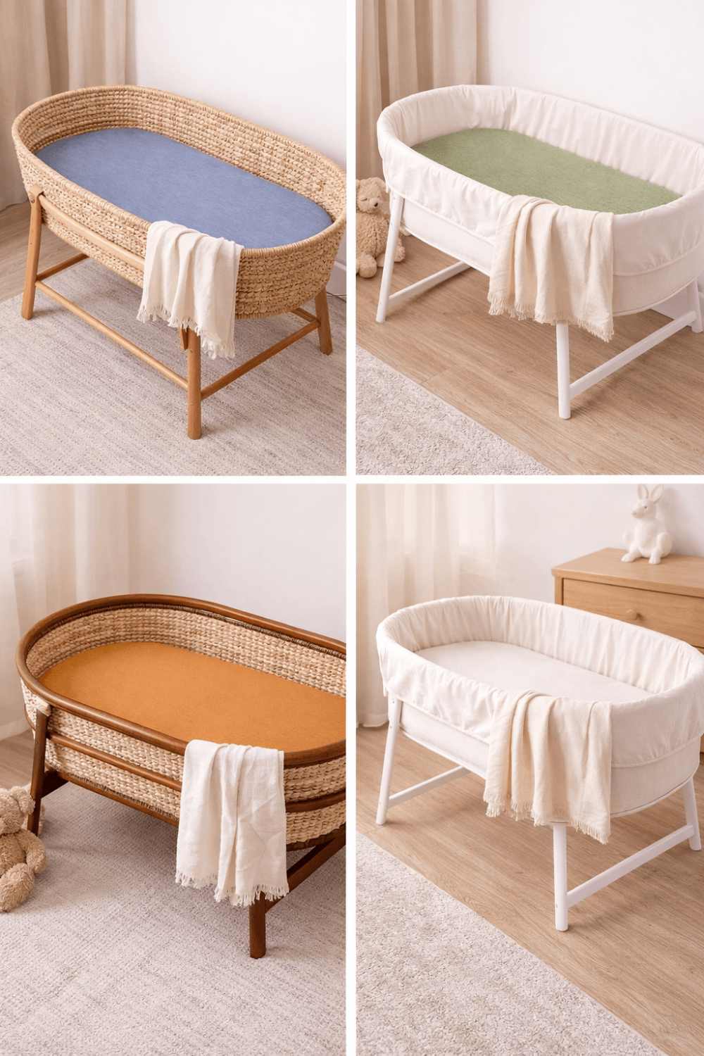 Bamboo bassinet fitted sheet soft breathable newborn bedding Australia Dust Mite Allergy Solutions.