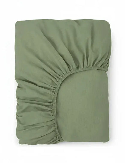Green fitted bamboo sheet single bed Australia on a white background
