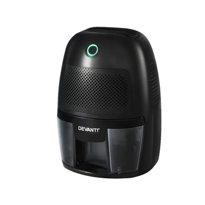 Black dehumidifier with 'Devanti' branding on a white background Devanti 600ml Portable Dehumidifier 