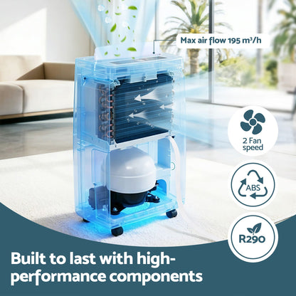 Devanti 16L Dehumidifier Portable Air Dryer Moisture Absorber 5.5L Water Tank Home