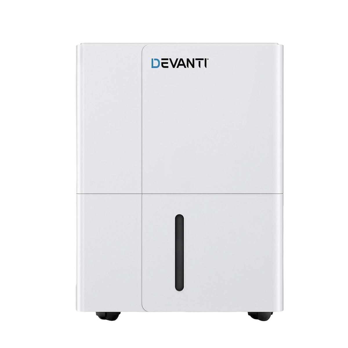 White dehumidifier with 'Devanti' branding on a white background