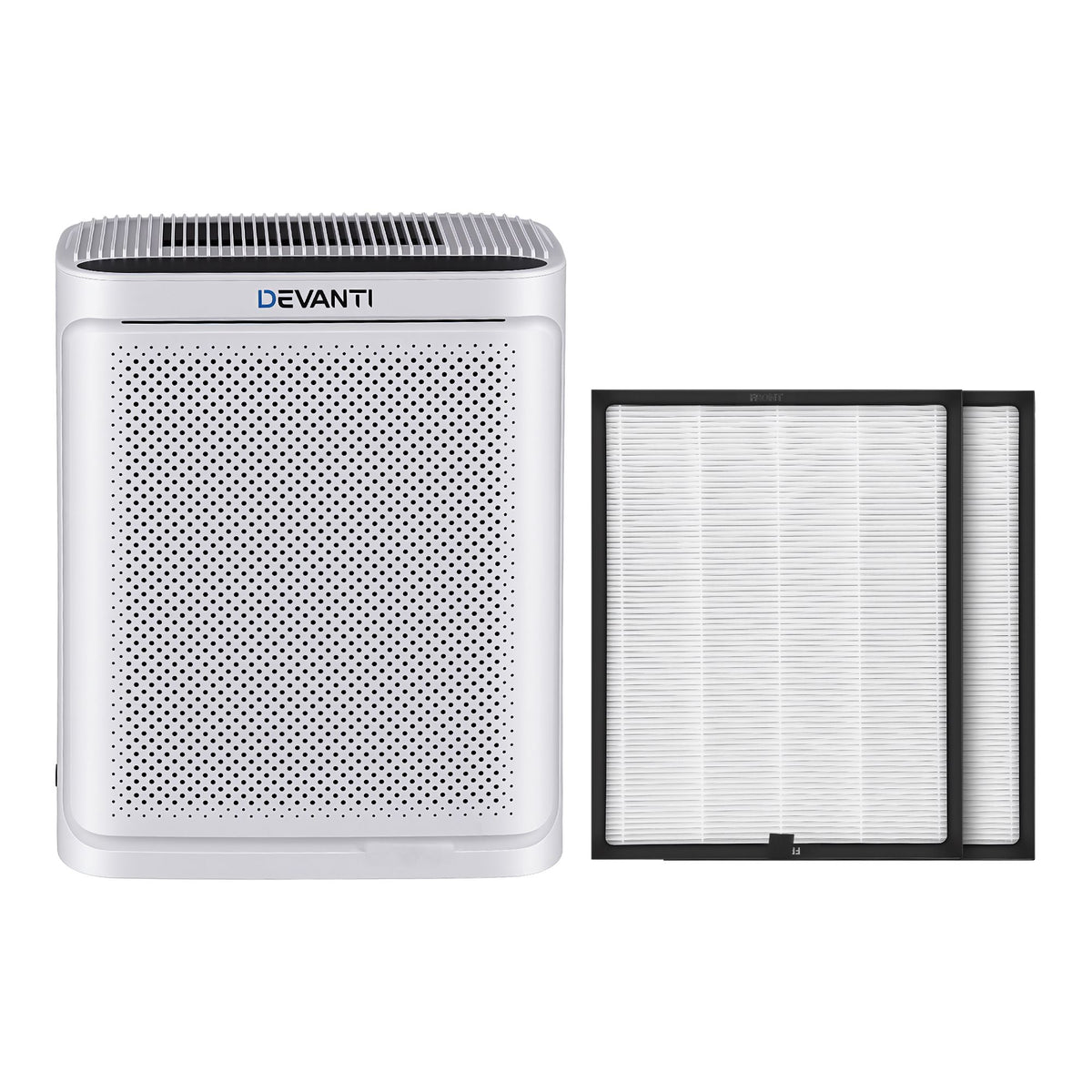 Devanti air purifier with a filter on a white background