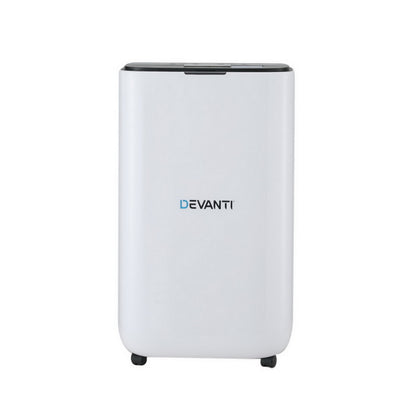 White dehumidifier with 'Devanti' branding on a white background