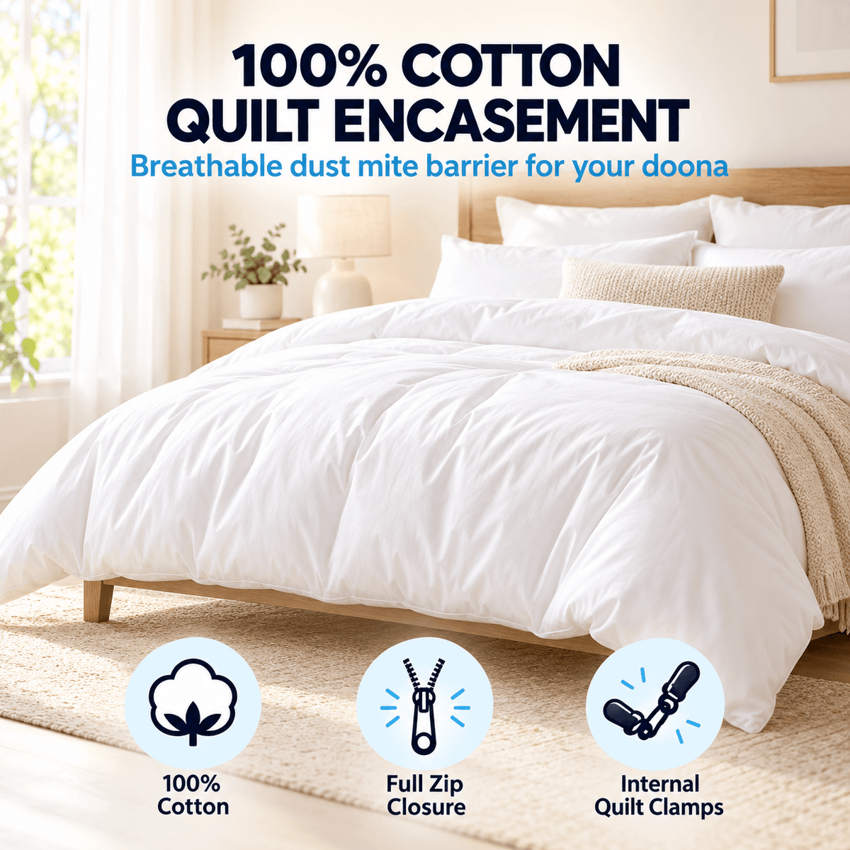 100% cotton dust mite quilt protector