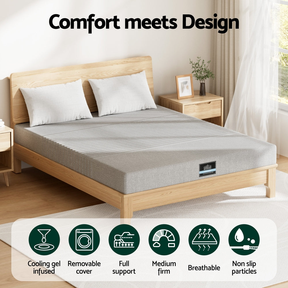 Giselle Bedding NOBLE Series Cool Gel Memory Foam Mattress | Charcoal | 15cm | Double