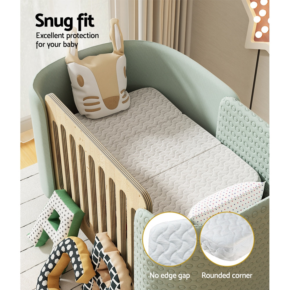 Foldable Baby Cot Mattress | Cool Gel Memory Foam | Bamboo Cover | Portable Tri-Fold