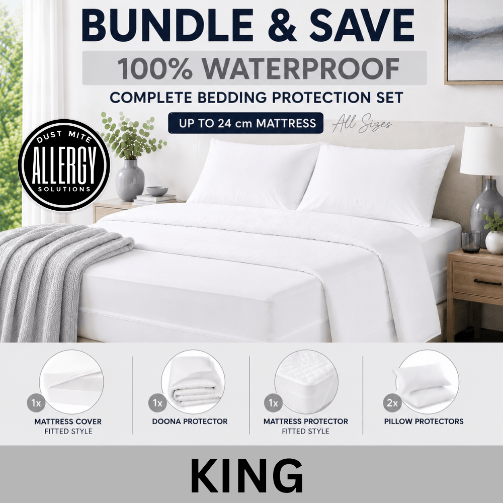 Dust Mite Covers for Bed Complete Set | Waterproof | KING SIZE | 18-24 cm Mattress
