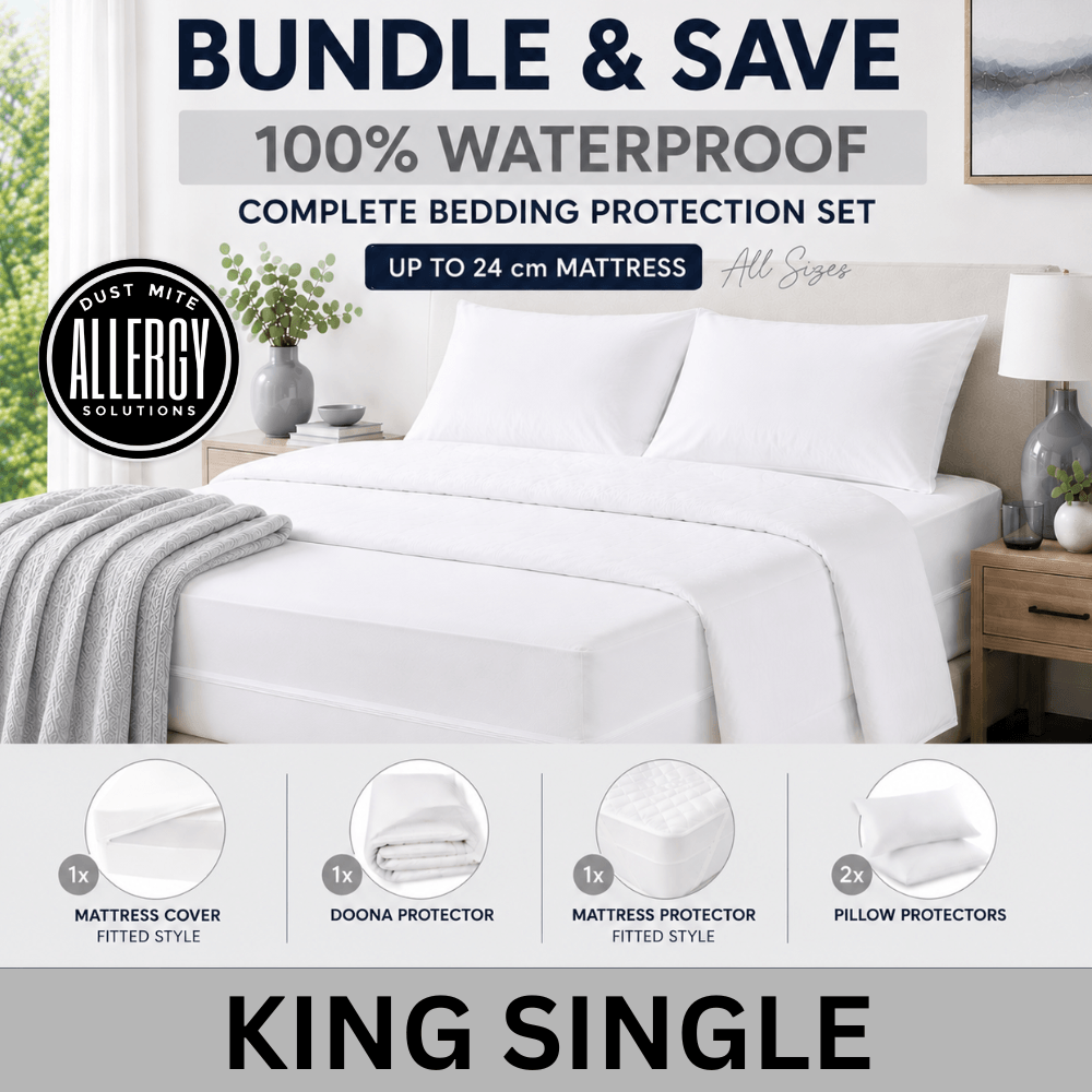 Bundle and Save - Complete Dust Mite Bedding Protection Set | Waterproof | King Single | 18-24cm — Save 10% and Free Shipping