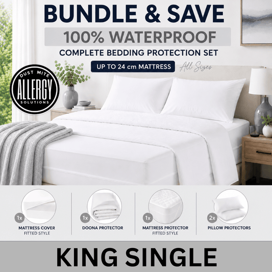 Bundle and Save - Complete Dust Mite Bedding Protection Set | Waterproof | King Single | 18-24cm — Save 10% and Free Shipping
