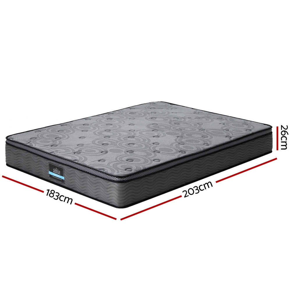giselle bedding mattress, king size euro top mattress, 26cm thick mattress, medium-firm king mattress, pocket spring mattress, motion isolation mattress, breathable knitted fabric mattress, hypoallergenic king mattress, memory foam support mattress, 6-turn coil mattress, edge support king mattress