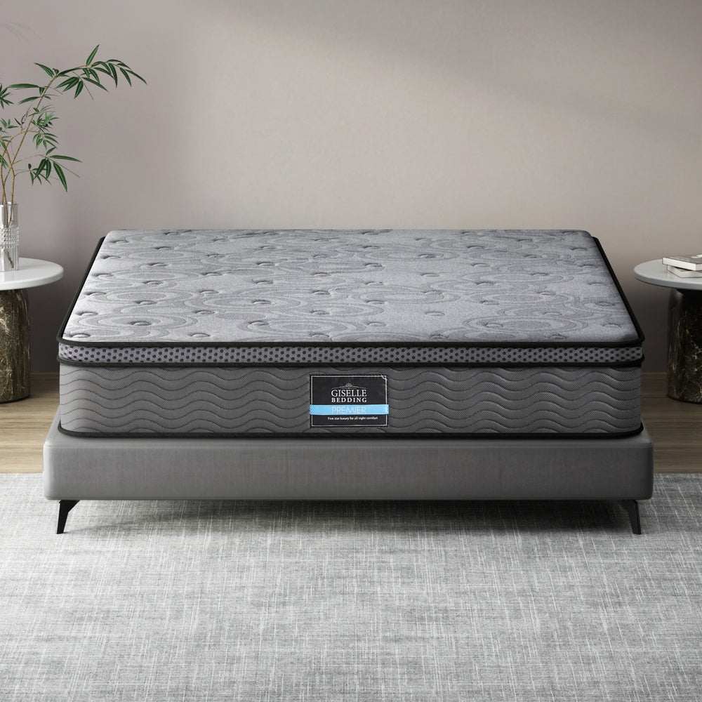 giselle bedding mattress, king size euro top mattress, 26cm thick mattress, medium-firm king mattress, pocket spring mattress, motion isolation mattress, breathable knitted fabric mattress, hypoallergenic king mattress, memory foam support mattress, 6-turn coil mattress, edge support king mattress