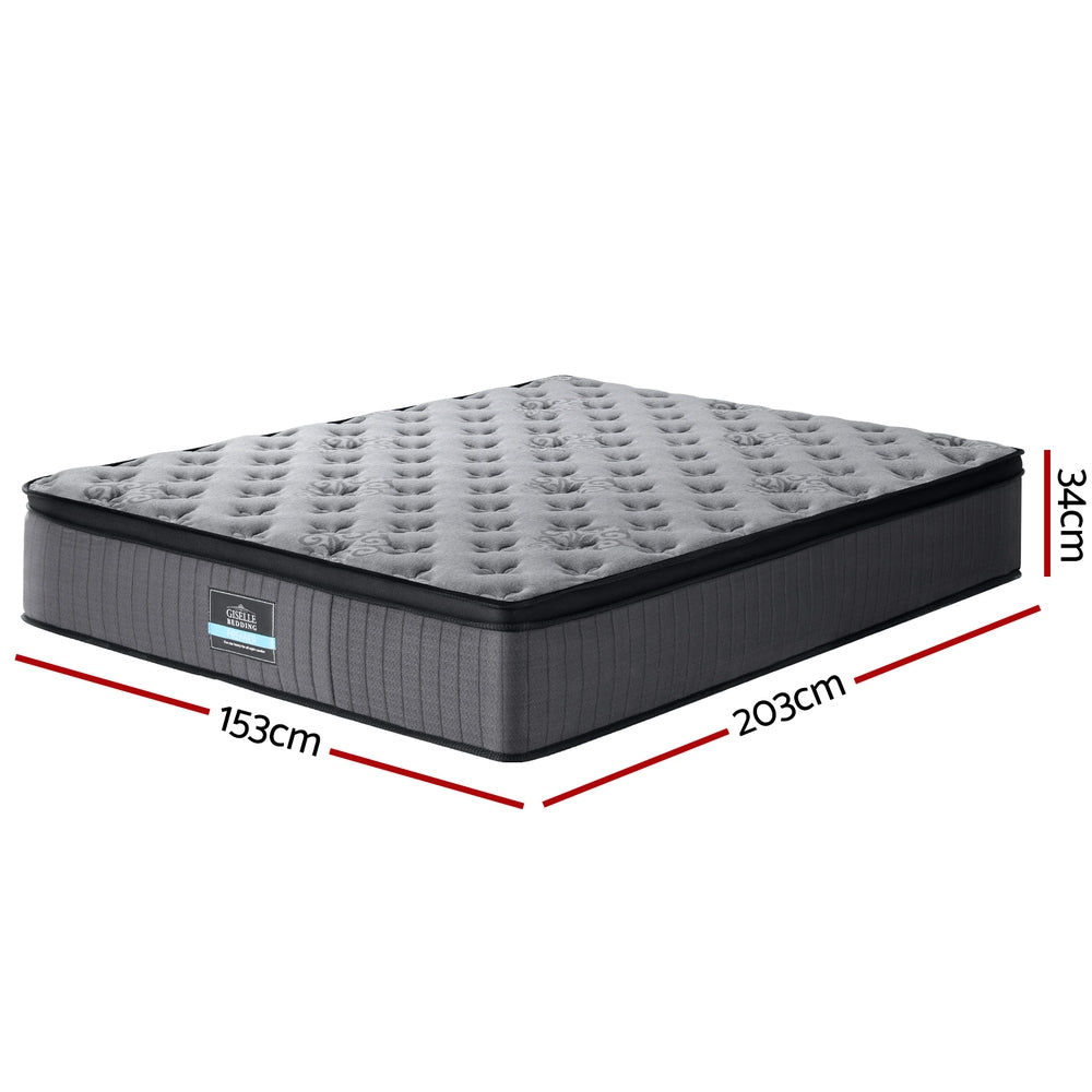 Giselle Bedding Solene Series 34cm Euro Top Mattress with medium-firm support, pocket springs, gel memory foam & hypoallergenic materials. Breathable & durable!