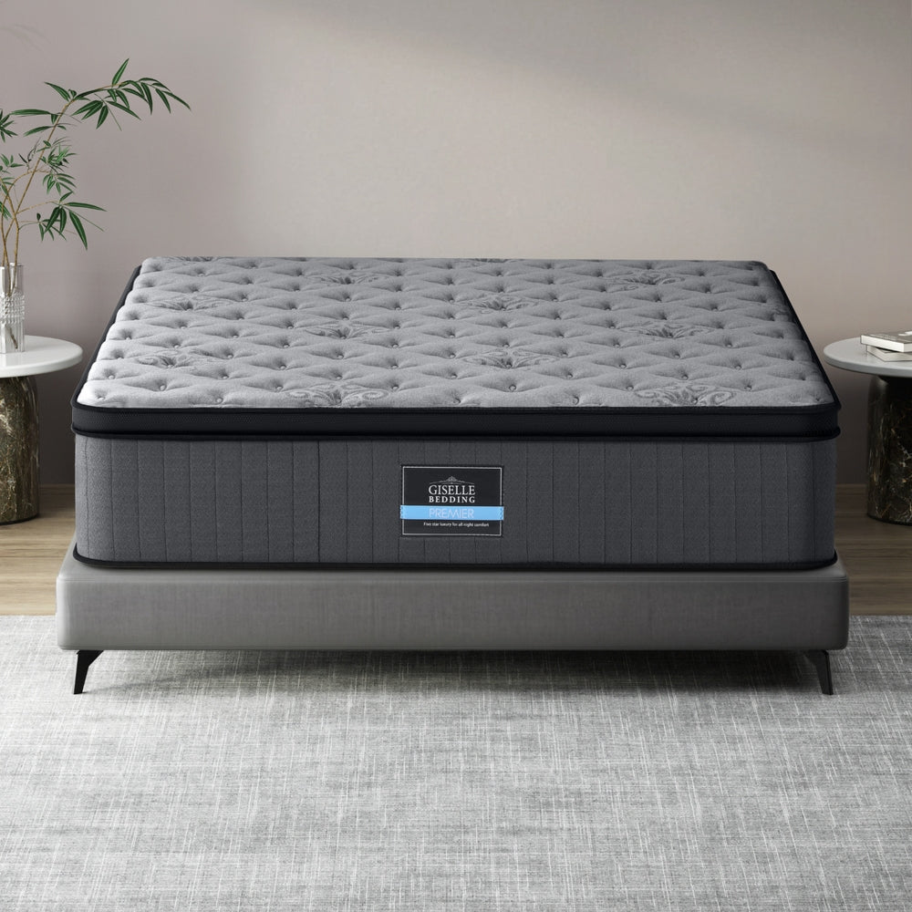 Giselle Bedding Solene Series 34cm Euro Top Mattress with medium-firm support, pocket springs, gel memory foam & hypoallergenic materials. Breathable & durable!