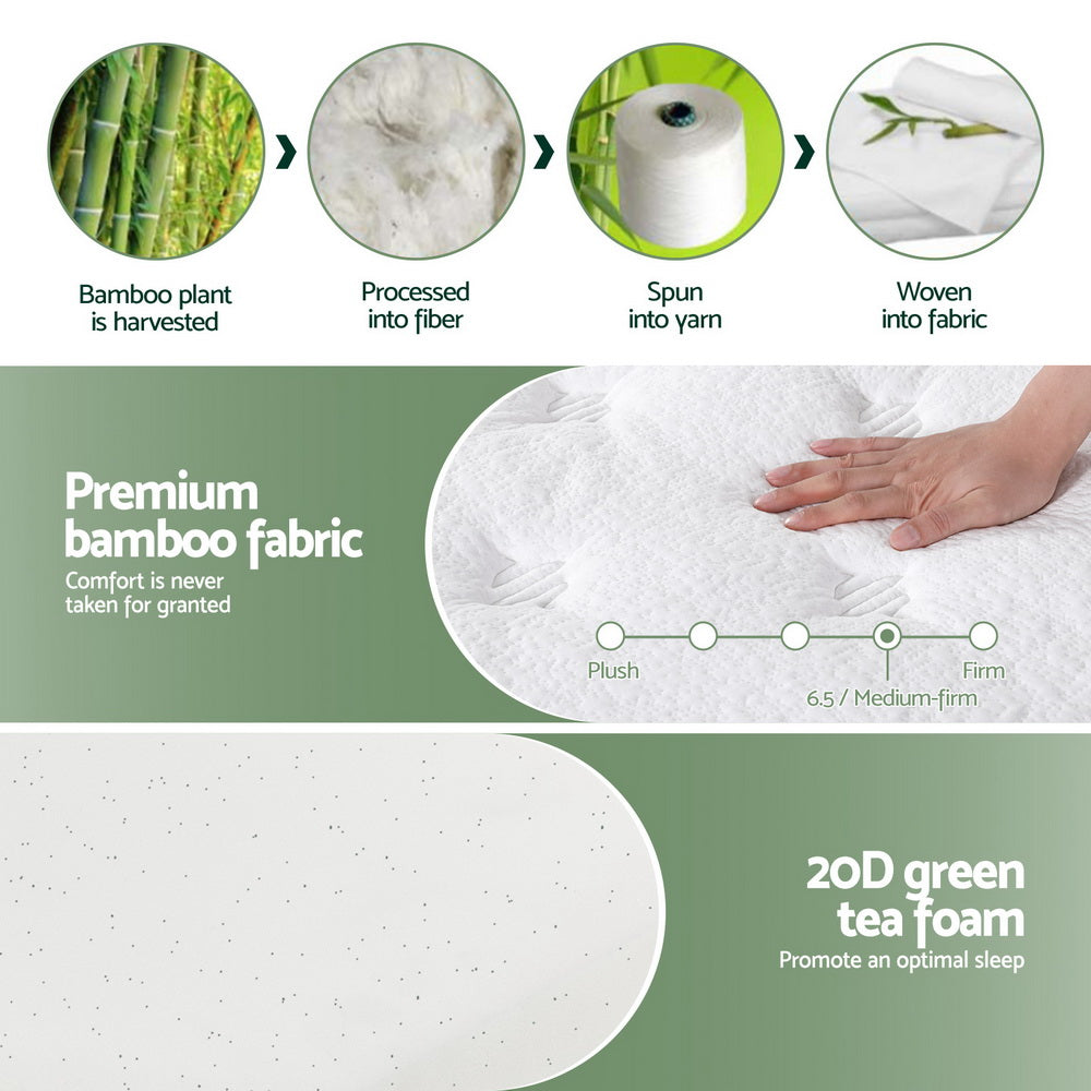 Medium-firm King Single Euro Top mattress with green tea foam Dust Mite Allergy Solutions Australia