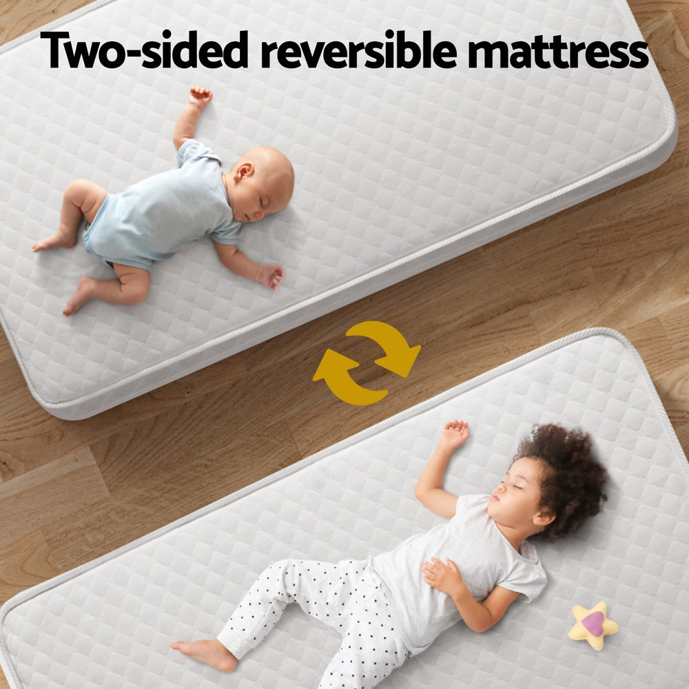 Cot Mattress 13x69x13 cm | Hypoallergenic | Free Shipping baby cot mattress Australia, breathable baby mattress, Giselle Bedding cot mattress, hypoallergenic infant mattress, 13cm baby mattress, cot mattress double-sided, medium-firm baby mattress, spring cot mattress, toddler bed mattress, newborn sleep mattress
