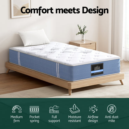 25cm Giselle Mattress Pocket Spring Mattresses Single