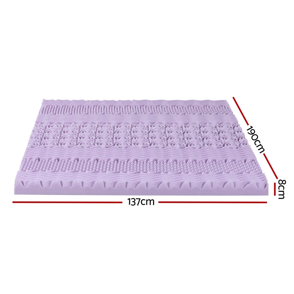 Giselle Bedding 8cm Lavender Memory Foam Mattress Topper | Bamboo Cover | 7-Zone | Double